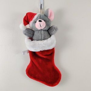Fiesta Gray Bear Christmas Stocking Plush 15" 1989 Vintage